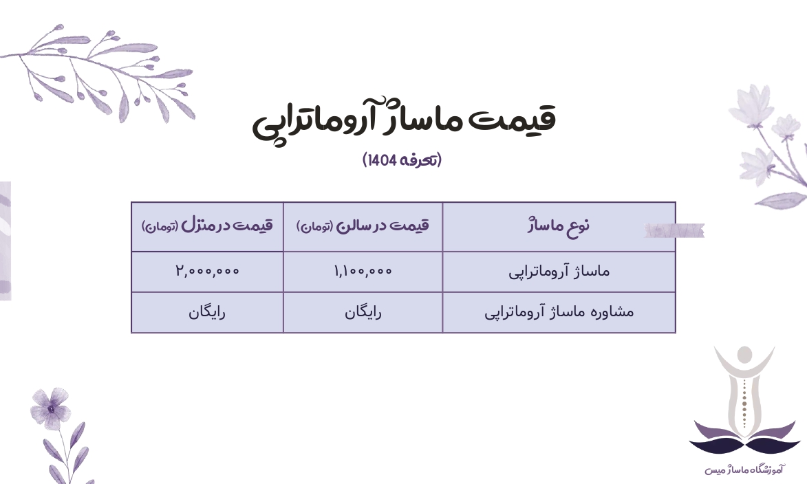 قیمت ماساژ آروماتراپی.