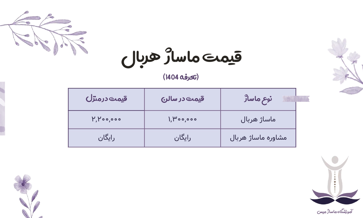 قیمت ماساژ هربال.