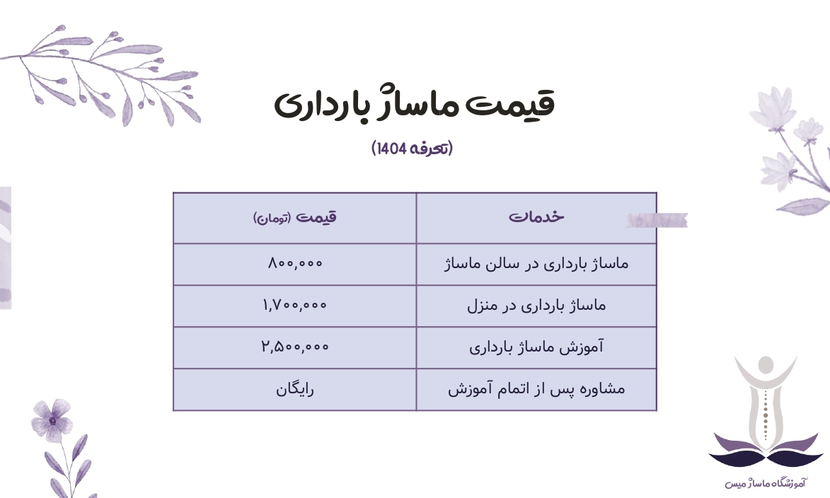 هزینه ماساژ بارداری.